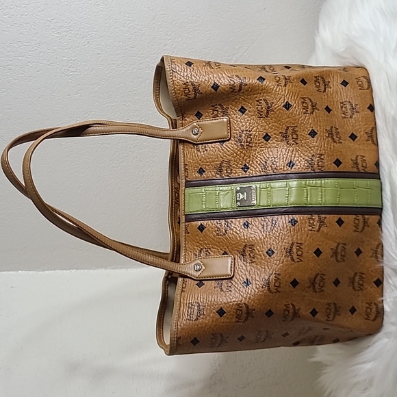 brown mcm handbag
